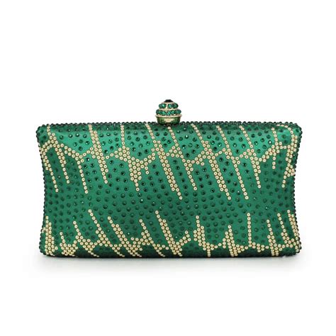 Women's Emerald Crystal Evening Clutch Bag 